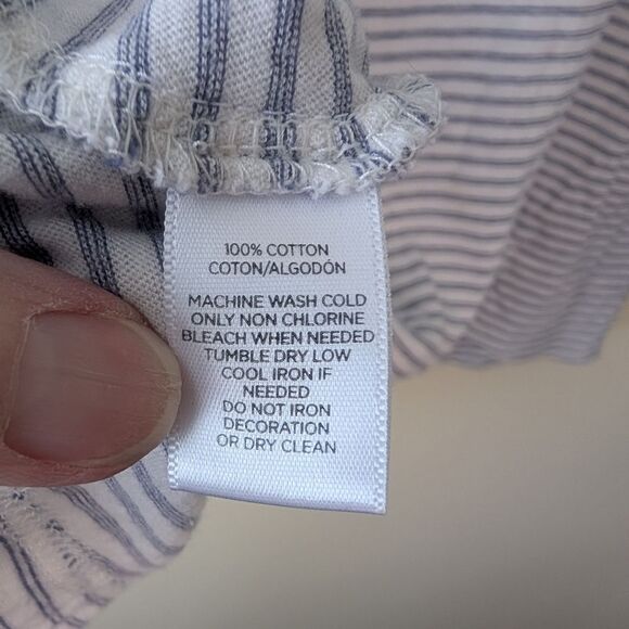 Loft Whisper White Cotton Striped Sweatshirt Tee Size Large - Picture 4 of 6